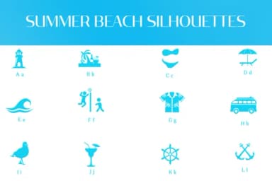 Summer Beach Silhouettes by Heartcraft Atelier — Dingbats Font — thumbnail 2