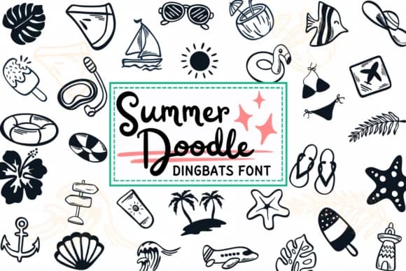 Summer Doodle by PraewDesigns — Dingbats Font