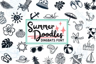 Summer Doodles by PraewDesigns — Dingbats Font — thumbnail 1