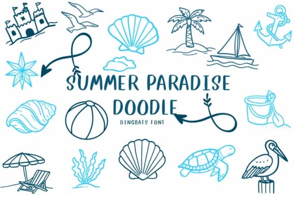 Summer Paradise Doodle by CHANOK — Dingbats Font