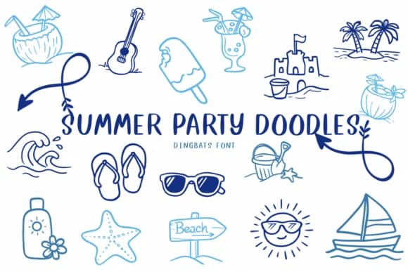 Summer Party Doodles by CHANOK — Dingbats Font