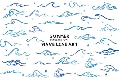 Summer Wave Line Art by Bee Piyanuch — Dingbats Font — thumbnail 1