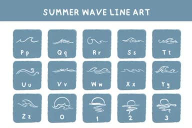 Summer Wave Line Art by Bee Piyanuch — Dingbats Font — thumbnail 3