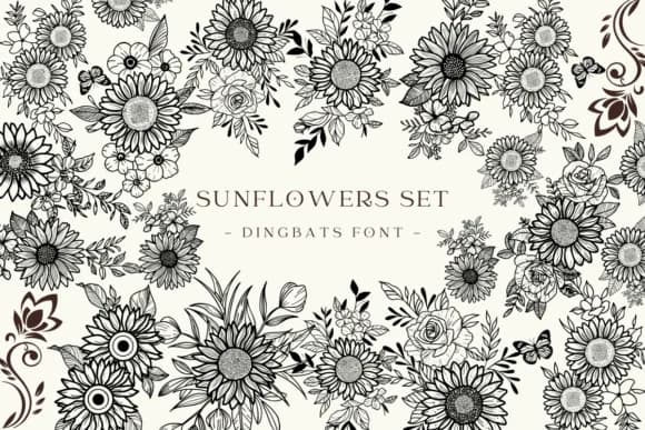 Sunflowers Set by Nun Sukhwan — Dingbats Font