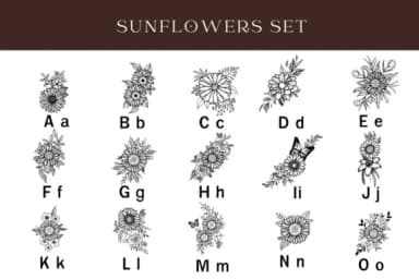 Sunflowers Set by Nun Sukhwan — Dingbats Font — thumbnail 2