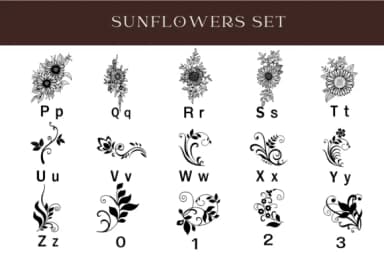 Sunflowers Set by Nun Sukhwan — Dingbats Font — thumbnail 3