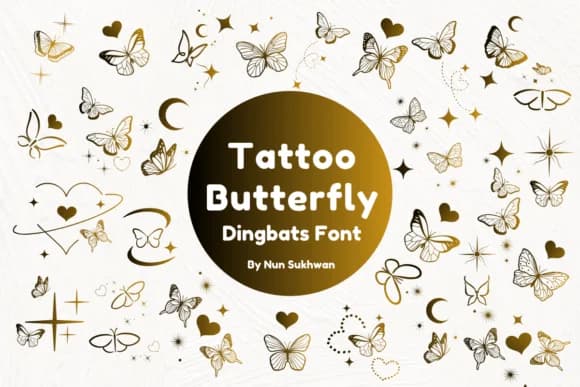 Tattoo Butterfly by Nun Sukhwan — Dingbats Font