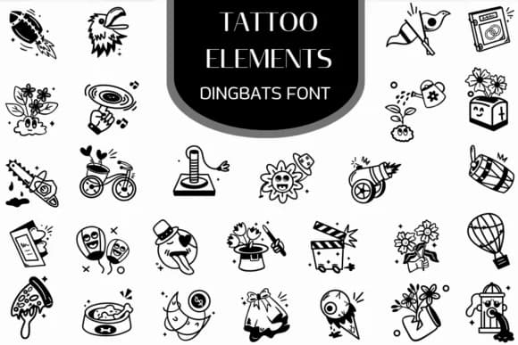 Tattoo Elements by Heartcraft Atelier — Dingbats Font