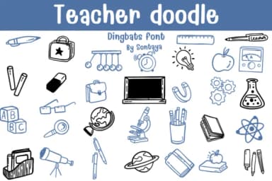 Teacher Doodle by Sontaya — Dingbats Font — thumbnail 1
