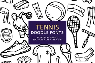 Tennis Doodle by digitalplannerland — Dingbats Font — thumbnail 1