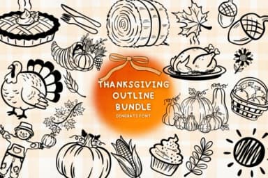Thanksgiving Outline Bundle by Bee piyanuch — Dingbats Font — thumbnail 1