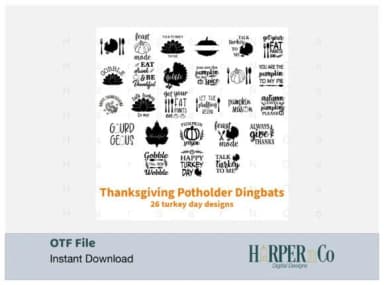 Thanksgiving Potholder by HarperNCo — Dingbats Font — thumbnail 1