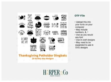 Thanksgiving Potholder by HarperNCo — Dingbats Font — thumbnail 2