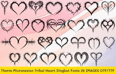 Thorns Micronesian Tribal Heart by MOMAT THIRTYONE — Dingbats Font — thumbnail 1