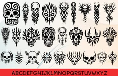 Thorns Tribal Sugar Skulls by MOMAT THIRTYONE — Dingbats Font — thumbnail 2