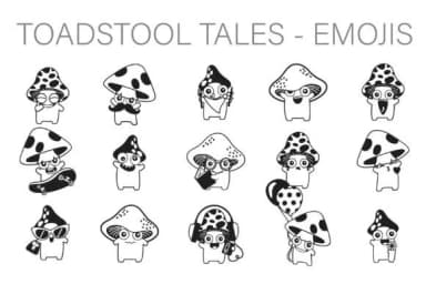 Toadstool Tales Emojis Dingbats by Illustration Ink — Dingbats Font — thumbnail 1