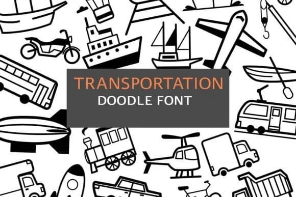 Transportation Doodle by digitalplannerland — Dingbats Font