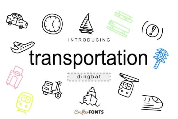 Transportation Doodle by CrafterFonts — Dingbats Font