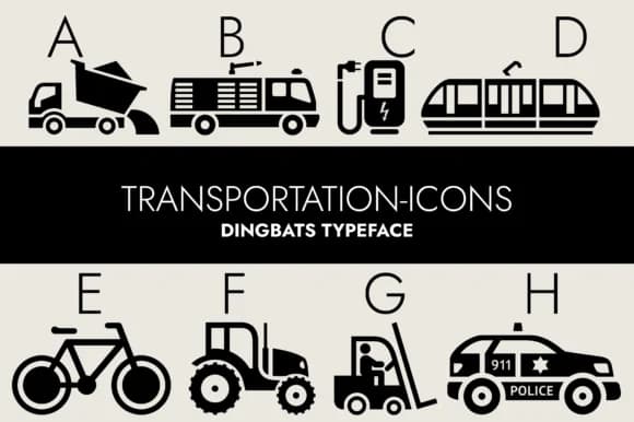Transportation Icons Dingbats by Minimalistartstudio — Dingbats Font