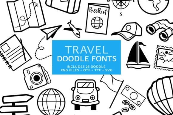 Travel Doodle by digitalplannerland — Dingbats Font