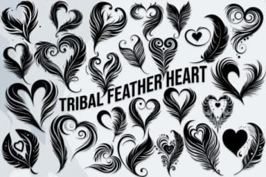 Tribal Feather Heart by MOMAT THIRTYONE — Dingbats Font — thumbnail 1