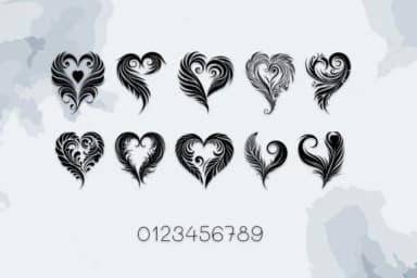 Tribal Feather Heart by MOMAT THIRTYONE — Dingbats Font — thumbnail 2