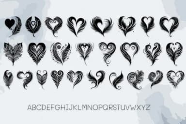 Tribal Feather Heart by MOMAT THIRTYONE — Dingbats Font — thumbnail 4