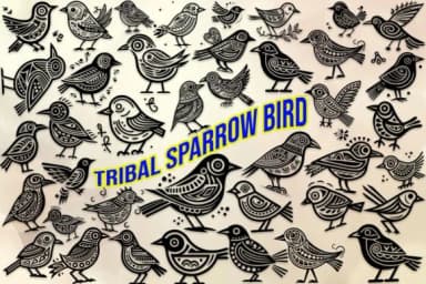 Tribal Sparrow Bird by MOMAT THIRTYONE — Dingbats Font — thumbnail 1