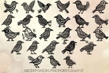 Tribal Sparrow Bird by MOMAT THIRTYONE — Dingbats Font — thumbnail 2