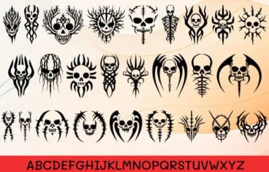 Tribal Tribal Sugar Skulls by MOMAT THIRTYONE — Dingbats Font — thumbnail 2