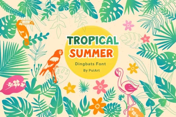 Tropical Summer Doodle by Pui Art — Dingbats Font
