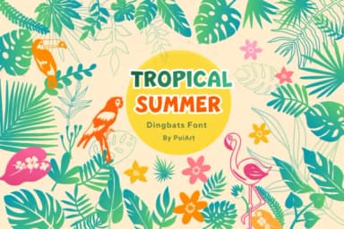 Tropical Summer Doodle by Pui Art — Dingbats Font — thumbnail 1