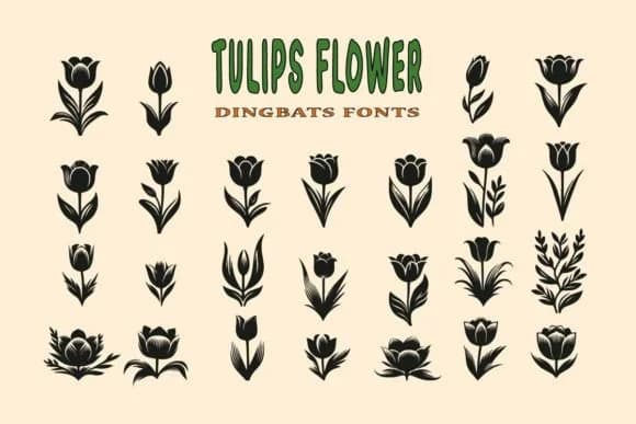 Tulips Flower by Eystore — Dingbats Font — preview 1