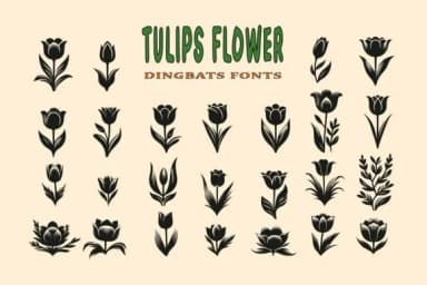 Tulips Flower by Eystore — Dingbats Font — thumbnail 1