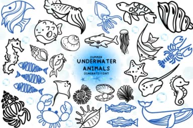 Underwater Animals by Bee piyanuch — Dingbats Font — thumbnail 1