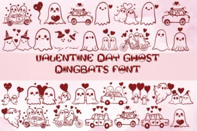 Valentine Day Ghost by Nongyao — Dingbats Font — thumbnail 1