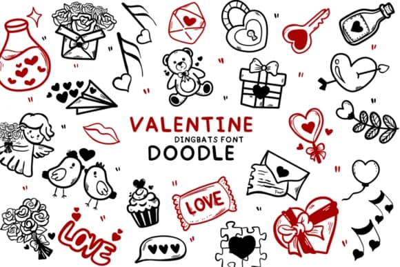 Valentine Doodle by Bee piyanuch — Dingbats Font