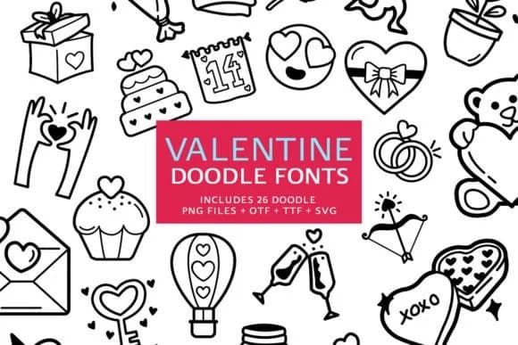 Valentine Doodle by digitalplannerland — Dingbats Font