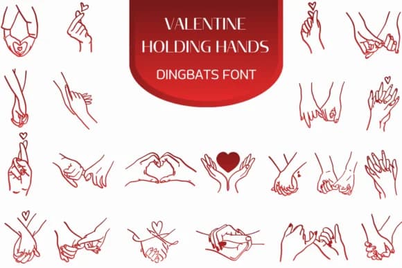 Valentine Holding Hands by Heartcraft Atelier — Dingbats Font