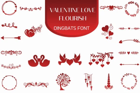 Valentine Love Flourish by Heartcraft Atelier — Dingbats Font