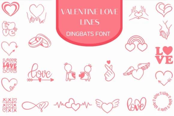 Valentine Love Lines by Heartcraft Atelier — Dingbats Font