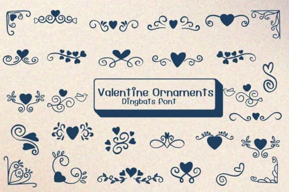 Valentine Ornaments by Ketsarin — Dingbats Font