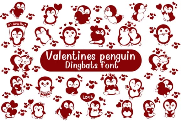 Valentine Penguin by Nongyao — Dingbats Font