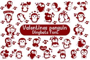 Valentine Penguin by Nongyao — Dingbats Font — thumbnail 1
