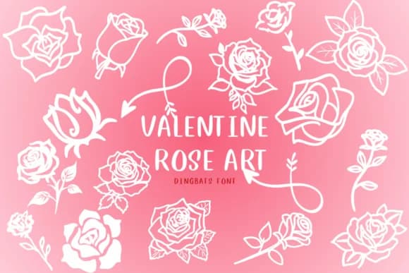 Valentine Rose Art by CHANOK — Dingbats Font