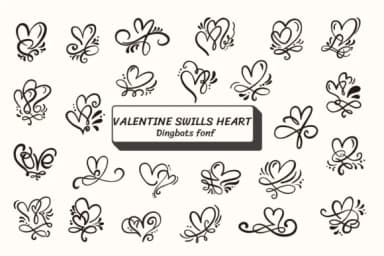 Valentine Swills Heart by Ketsarin — Dingbats Font — thumbnail 1
