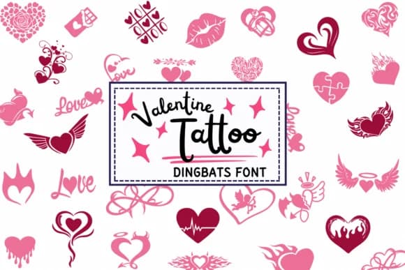 Valentine Tattoo by PraewDesigns — Dingbats Font