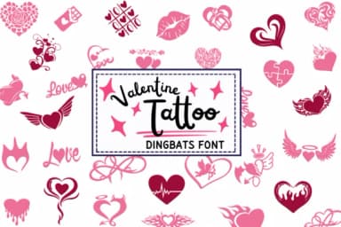 Valentine Tattoo by PraewDesigns — Dingbats Font — thumbnail 1