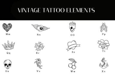 Vintage Tattoo Elements by Heartcraft Atelier — Dingbats Font — thumbnail 3