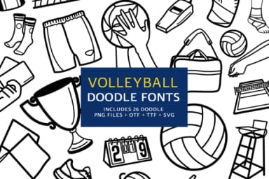 Volleyball Doodle Font by digitalplannerland — Dingbats Font — thumbnail 1